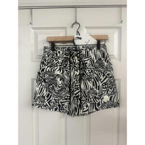 Moncler Black and White Graphic Swim Board Shorts